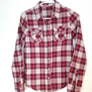 Mind Code Plaid Blouse Top Small